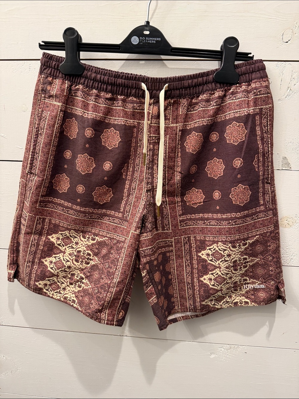 Rhythm Kappa Moe Beachshort in Merlot - Men's Purple Patterned Hybrid Shorts